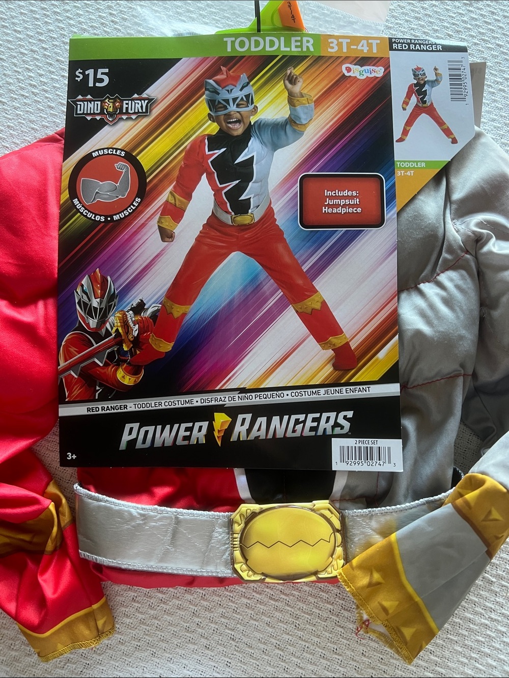 Disguise Power Rangers Red Ranger Toddler Costume - NWT 3T-4T